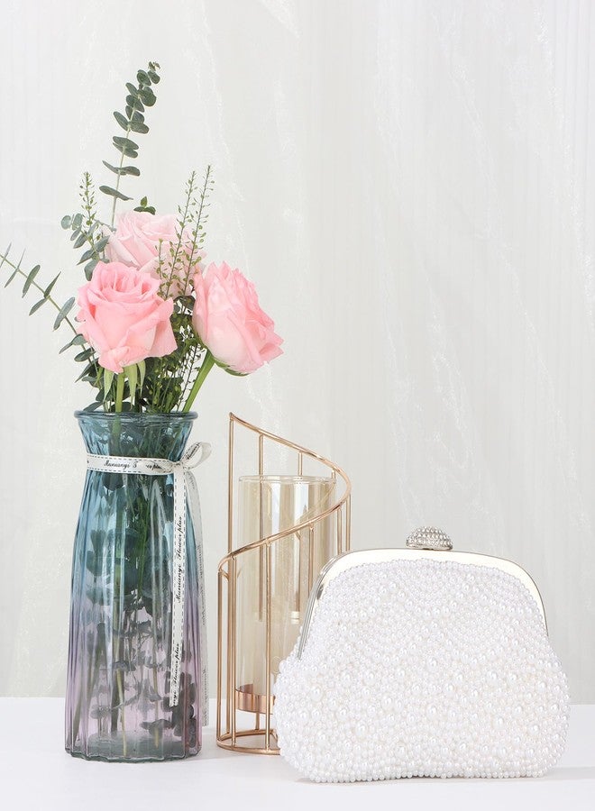 Oweisong Womens Pearl Clutch Purses for Wedding Pearl Bag White Beaded Evening Handbag Ivory Bridal Shoulder Purse - Image 3