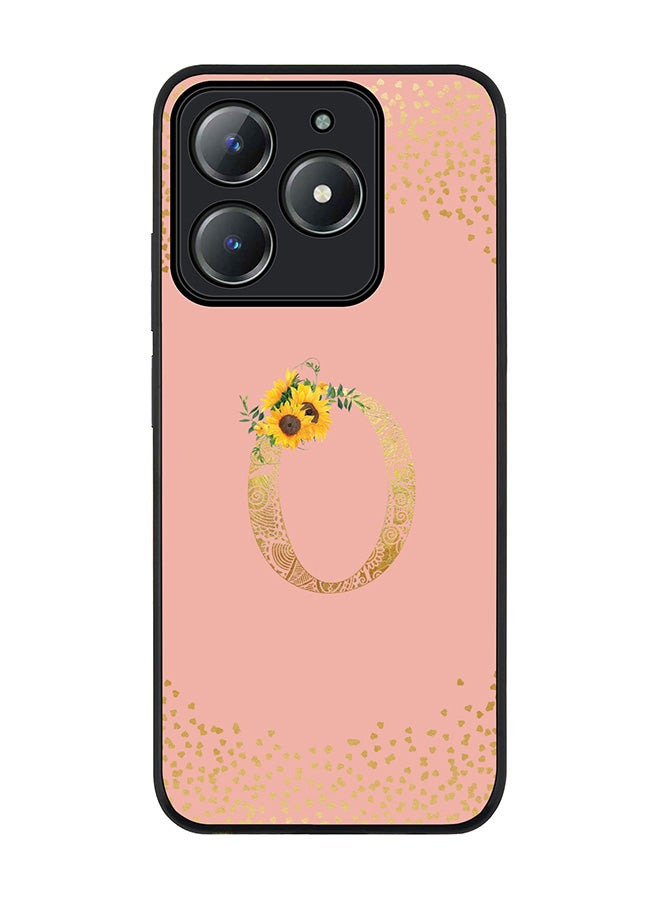 Stylizedd For Realme C63 / Realme C61 4G Case,Slim fit Camera Protection, Shockproof Thin Phone cover  - Custom Floral Monogram - O  (Rose Pink ) - Image 1