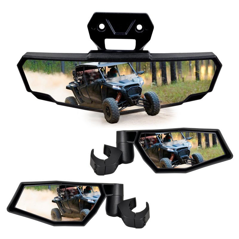 مجموعة مرايا جانبية قابلة للطي ومرآة رؤية خلفية مركزية لسيارة بولاريس RZR XP 1000 Ultimate Sport Premium 2024 2025