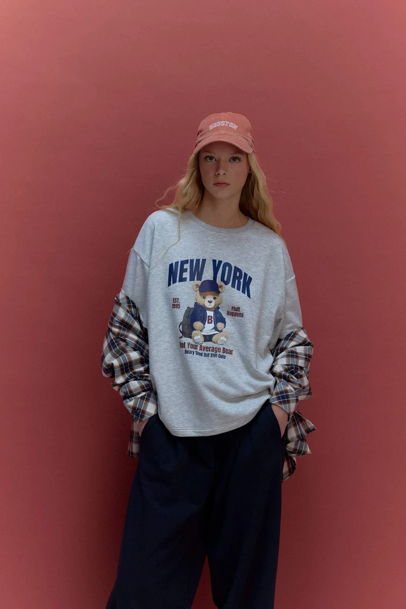 ديفاكتو Oversize Crew Neck Printed Thick T-Shirt