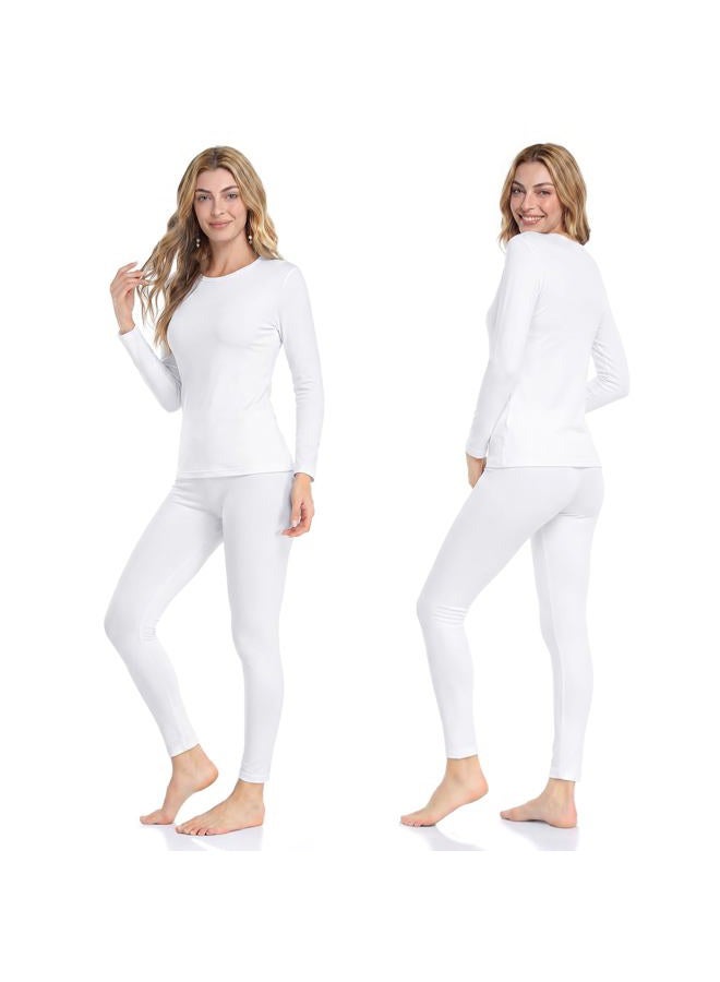 WEERTI Thermal Underwear for Women Long Johns with Fleece Lined, Base Layer Women Cold Weather Top Bottom White - Image 2