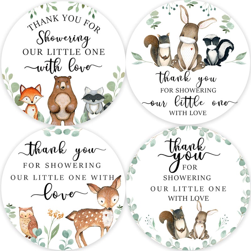 80 Woodland Baby Shower Thank You Stickers Forest Creature Baby Shower Thank You Stickers Woodland Baby Shower Birthday Party Favor Label Decorations2 Inch