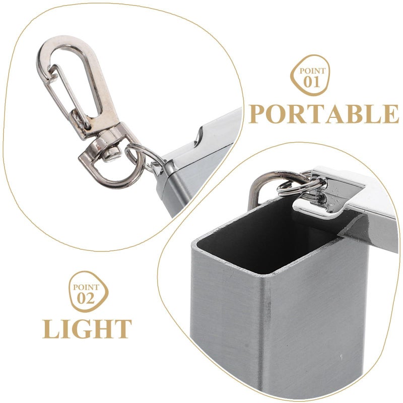 Portable Metal Ashtray With Lid And Keychain Windproof Smoking Ash Organizer For Outdoor Travel Pocket Use Gray - Image 4