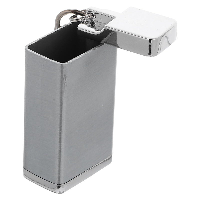 Portable Metal Ashtray With Lid And Keychain Windproof Smoking Ash Organizer For Outdoor Travel Pocket Use Gray - Image 2