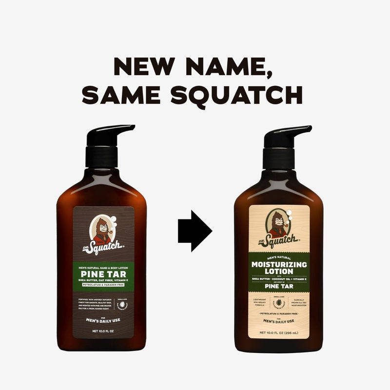 Dr. Squatch Natural Hand and Body Lotion for Men - Made with Shea Butter, Coconut Oil, Vitamin E for 24-Hr Moisturization - Pine Tar (10 fl oz, 2-Pack) - Image 2