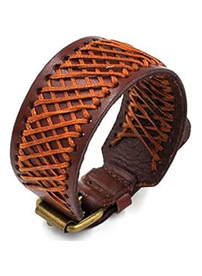 JewelOra MSH-1002R Unisex Jewelry Brown Leather Bracelet - Image 1
