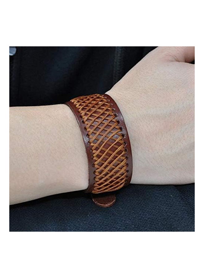 JewelOra MSH-1002R Unisex Jewelry Brown Leather Bracelet - Image 3