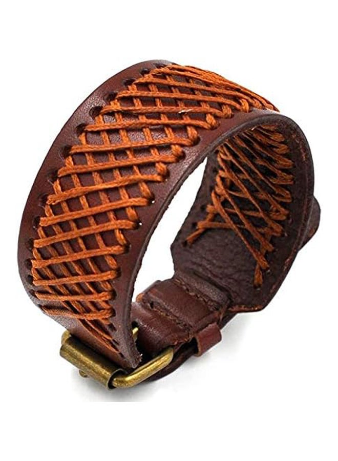 JewelOra MSH-1002R Unisex Jewelry Brown Leather Bracelet - Image 2