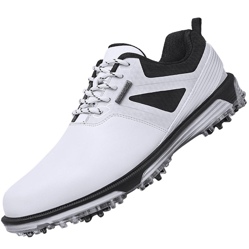 ULTIANT Men's Golf Shoes Fixed Nailless Sole Waterproof Lightweight No-Slip Walking Shoes Size7.5-14(White,42) - Image 1