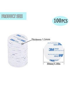 3M 100 PCS 3m Double Sided Foam Tape Round Strong Pad 30 x 30x 1.5mm Heavy Duty Mounting Adhesive Pad Tap Suitable for Walls，Small Mirrors and Door, White  - Image 2