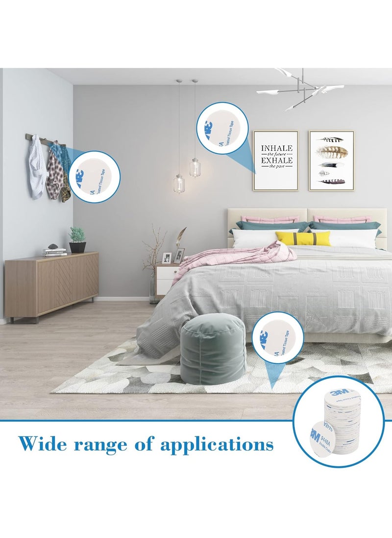 3M - 100 PCS 3m Double Sided Foam Tape Round Strong Pad 30 x 30x 1.5mm Heavy Duty Mounting Adhesive Pad Tap Suitable for Walls，Small Mirrors and Door, White - Image 1