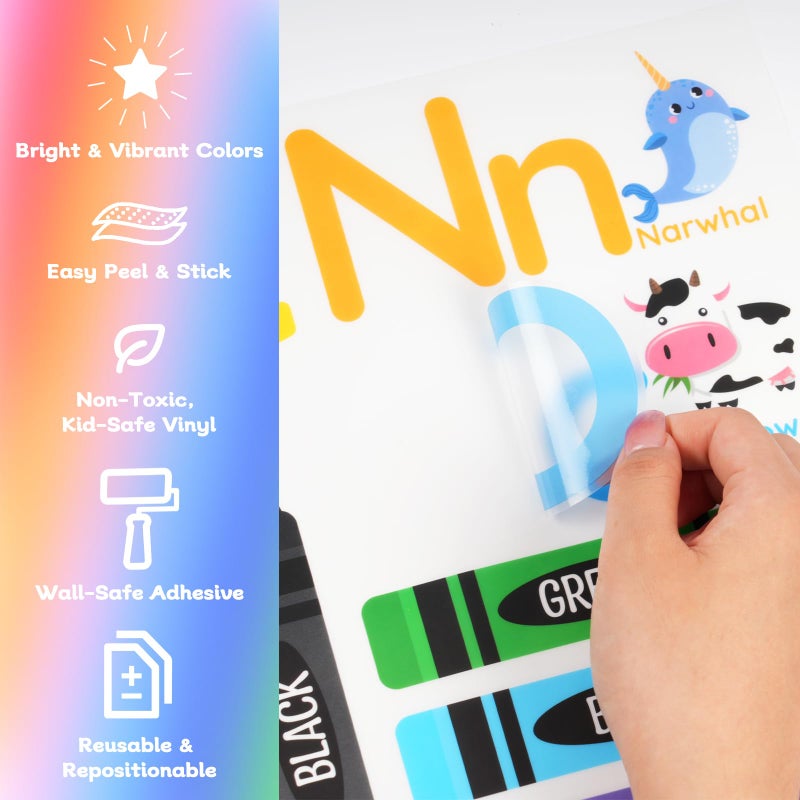 AOWDIAO Learning Wall Decals for Kids - Peel and Stick Alphabet, Numbers, Colors & Animals - Classroom, Nursery and Playroom Educational Decor - Image 5