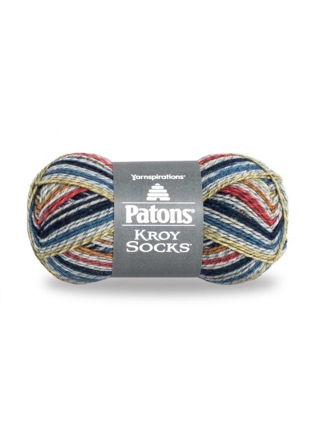 Patons Kroy Socks Yarn - (1) Gauge - 1.75 oz - Blue Striped - For Crochet, Knitting & Crafting - Image 1