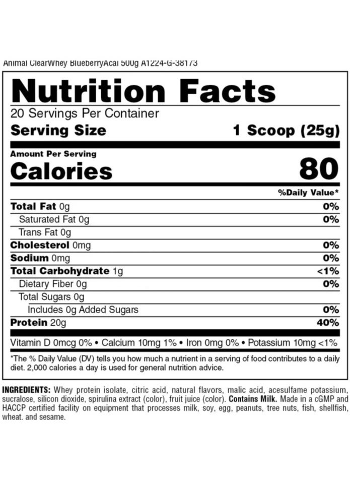 ANIMAL Clear Whey Isolate 500g Flavor Blueberry Acai  - Image 2