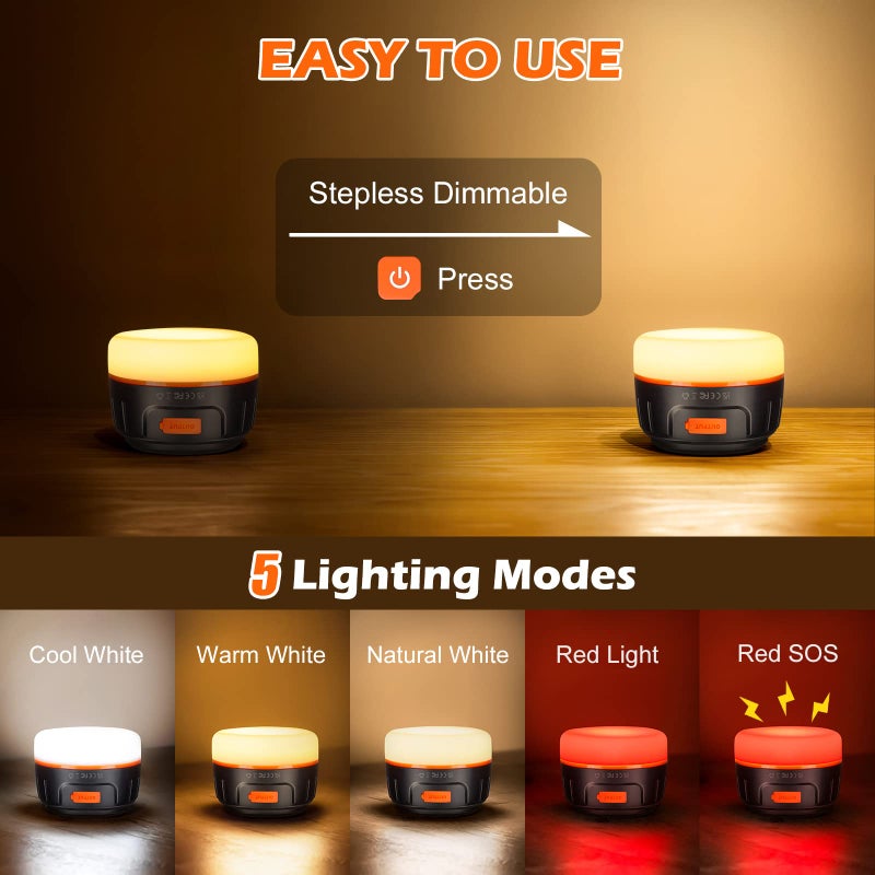Sinvitron LED Camping Lantern Rechargeable,Tent Lights with Remote Control,1000LM Up to150H Running,5200mAh Camping Light, Emergency Light for Hurricane,Power Outages,Outdoor, Hiking, Home,Fishing - Image 4