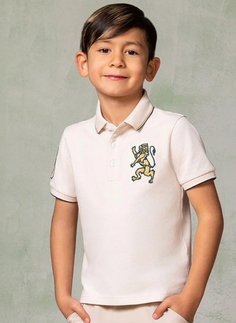 GIORDANO Kids' Lion Polo: 3D Embroidery, Comfort Piqué, Classic Style