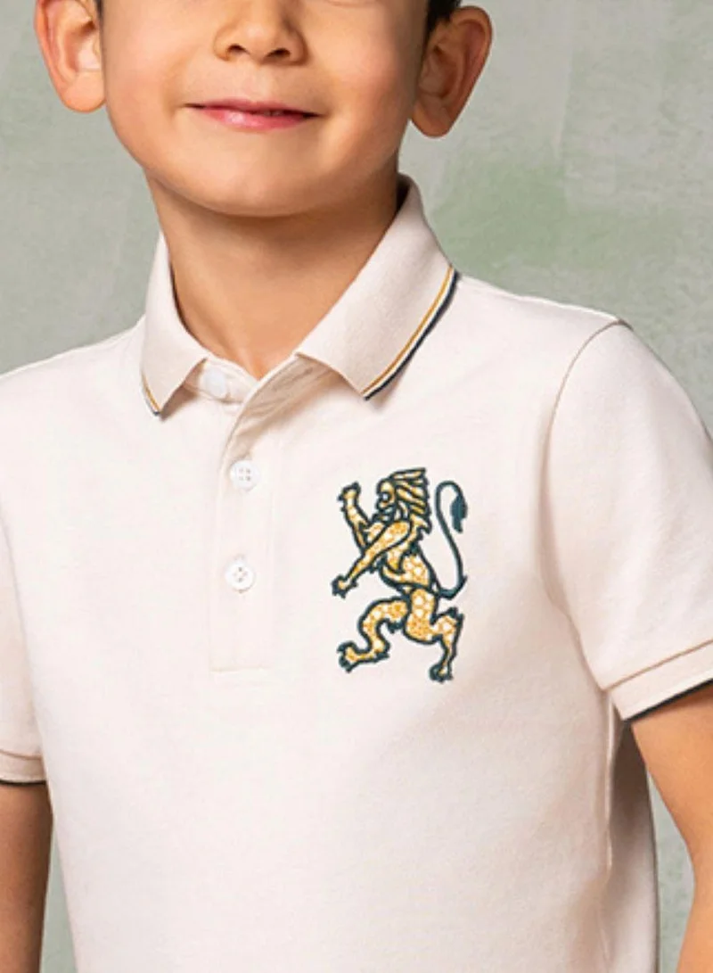 GIORDANO Kids' Lion Polo: 3D Embroidery, Comfort Piqué, Classic Style