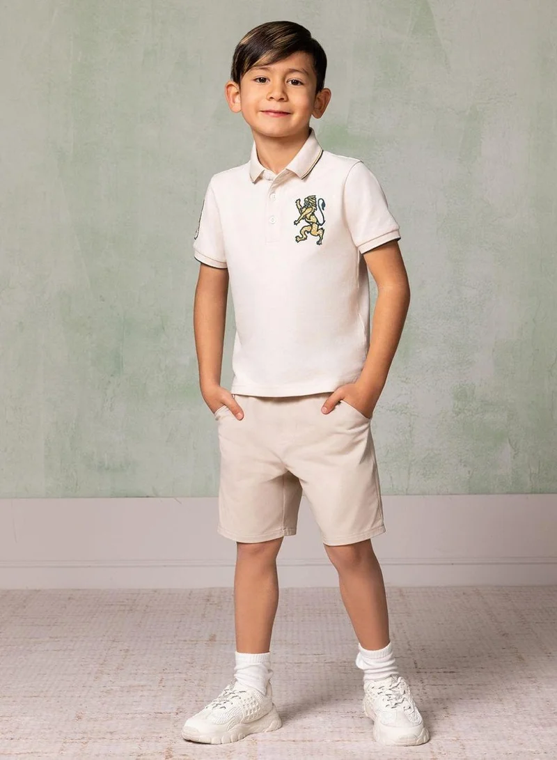 GIORDANO Kids' Lion Polo: 3D Embroidery, Comfort Piqué, Classic Style