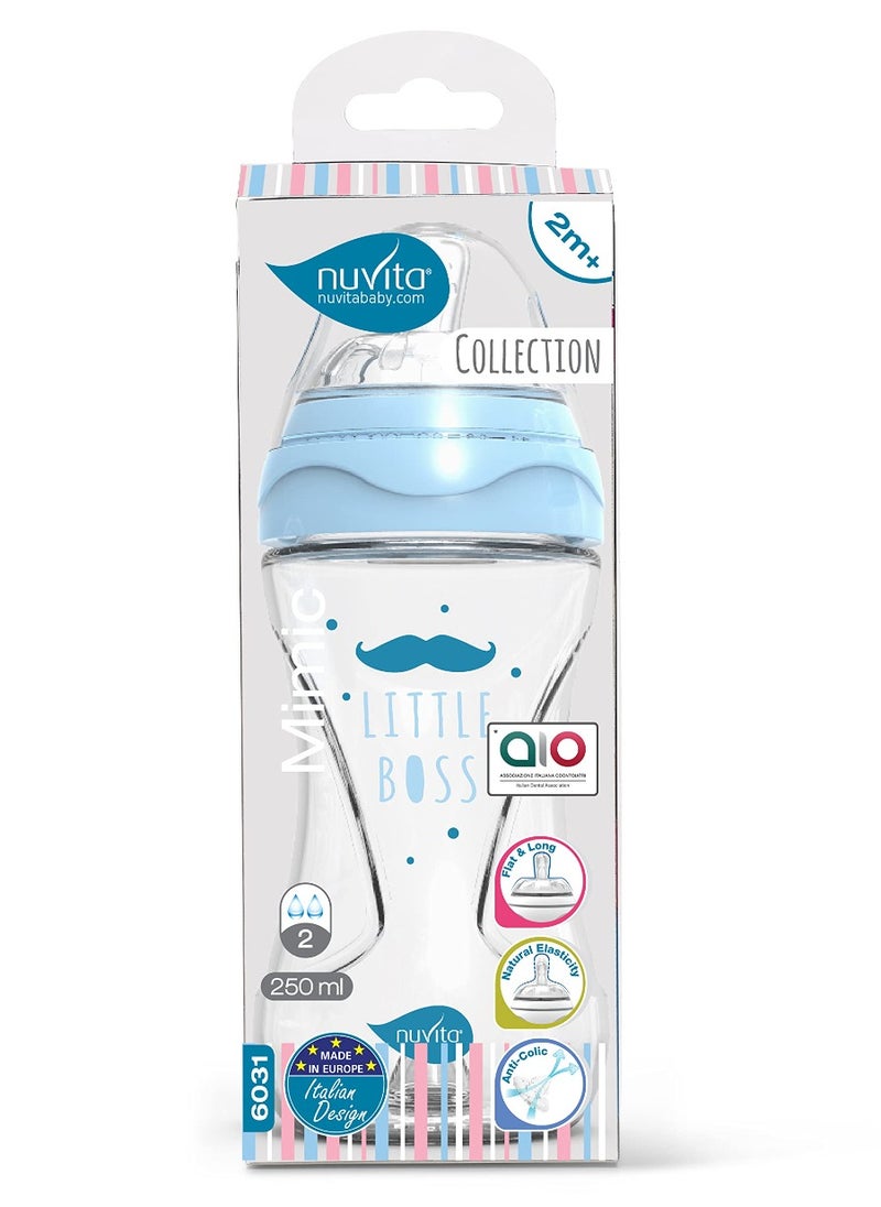 Mimic Collection Anti Colic Baby Bottles 250 Ml Ergonomic Shape and Teats Nipple Effect Bpa Free Eu Brand Italian Design Light Blue - pzsku/Z5E119FBC006E78026172Z/45/_/1710307813/bcaf7a57-4499-4359-8acf-e5210e9195f1