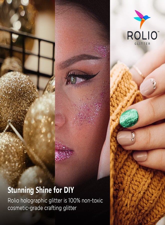 Rolio Holographic Glitter Set - 12 Jars, 15g Each, Cosmetic Holographic Grade Glitter for Resin, Makeup, Face & Body Art, Craft Supplies, Nail Decoration - Vibrant Set (15g) - Image 5