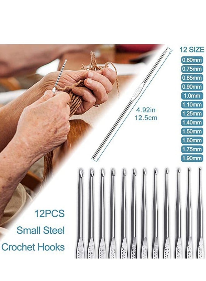 توبيتش طقم خطاف كروشيه للمبتدئين، طقم خطاف كروشيه محمول 58 قطعة، خيوط كروشيه متعددة الأحجام مريحة ومناسبة، هدية للأب والجدة - Image 3