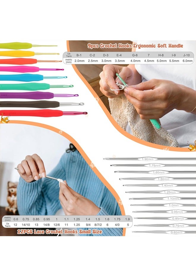 توبيتش طقم خطاف كروشيه للمبتدئين، طقم خطاف كروشيه محمول 58 قطعة، خيوط كروشيه متعددة الأحجام مريحة ومناسبة، هدية للأب والجدة - Image 5