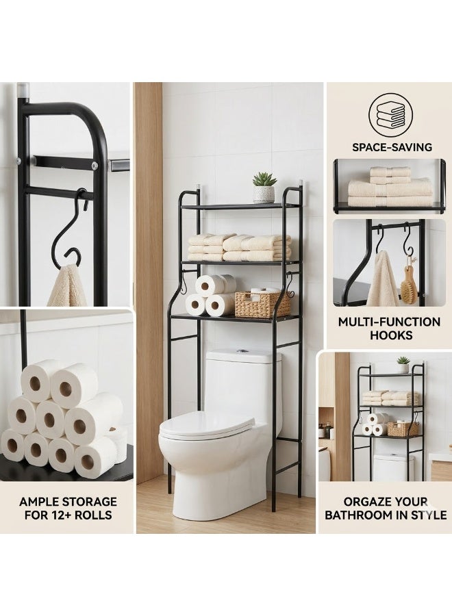 3-Tier Over-the-Toilet Storage Rack - Black - Image 3