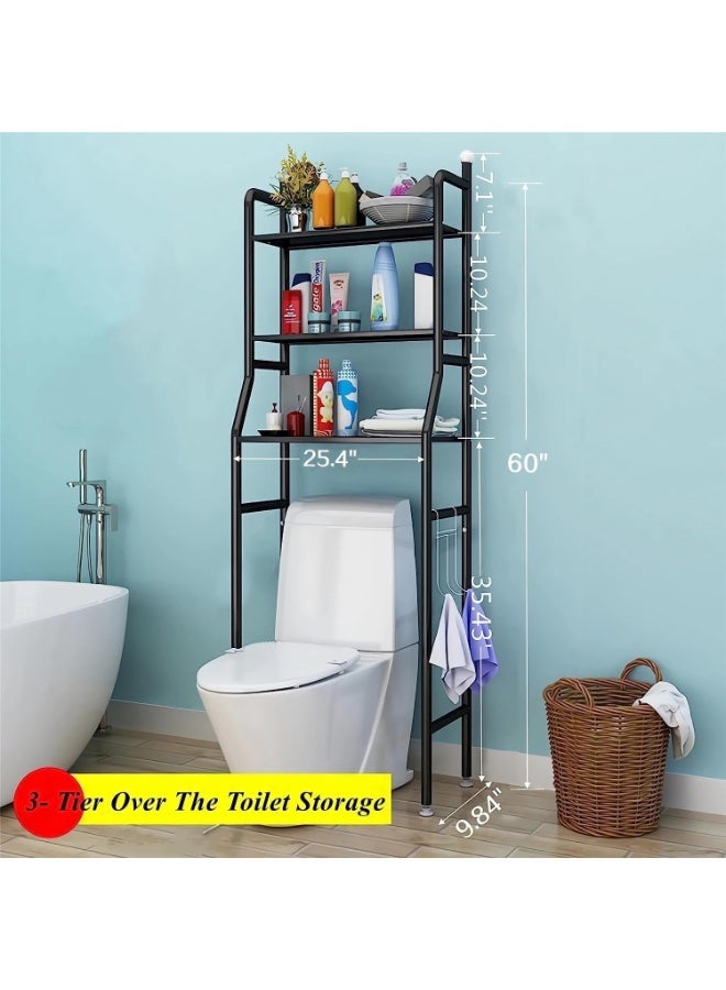 3-Tier Over-the-Toilet Storage Rack - Black - Image 4