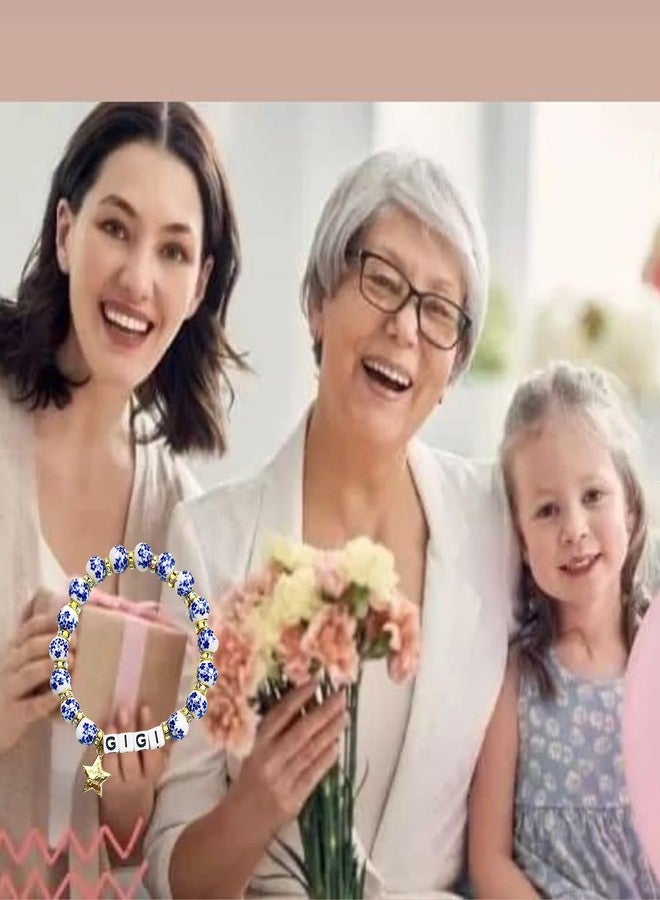 Dorla Cool Mothers Day Gifts for GIGI NANA Grandma Birthday Gift Porcelain Bracelet Star Charm Ceramic Bracelets Gift for Her Women From Granddaughter Grandson (GIGI-gold spacer) - Image 3