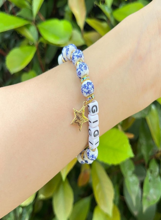 Dorla Cool Mothers Day Gifts for GIGI NANA Grandma Birthday Gift Porcelain Bracelet Star Charm Ceramic Bracelets Gift for Her Women From Granddaughter Grandson (GIGI-gold spacer) - Image 5