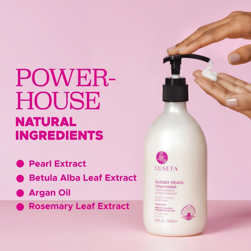 L LUSETA Luseta Glossy Pearl Conditioner for Smoothing and Nourishing Frizzy, Deep Moisturizing Conditioner with Pearl Extract, Awakening shine for Dull hair 16.9 fl.oz. - Image 4