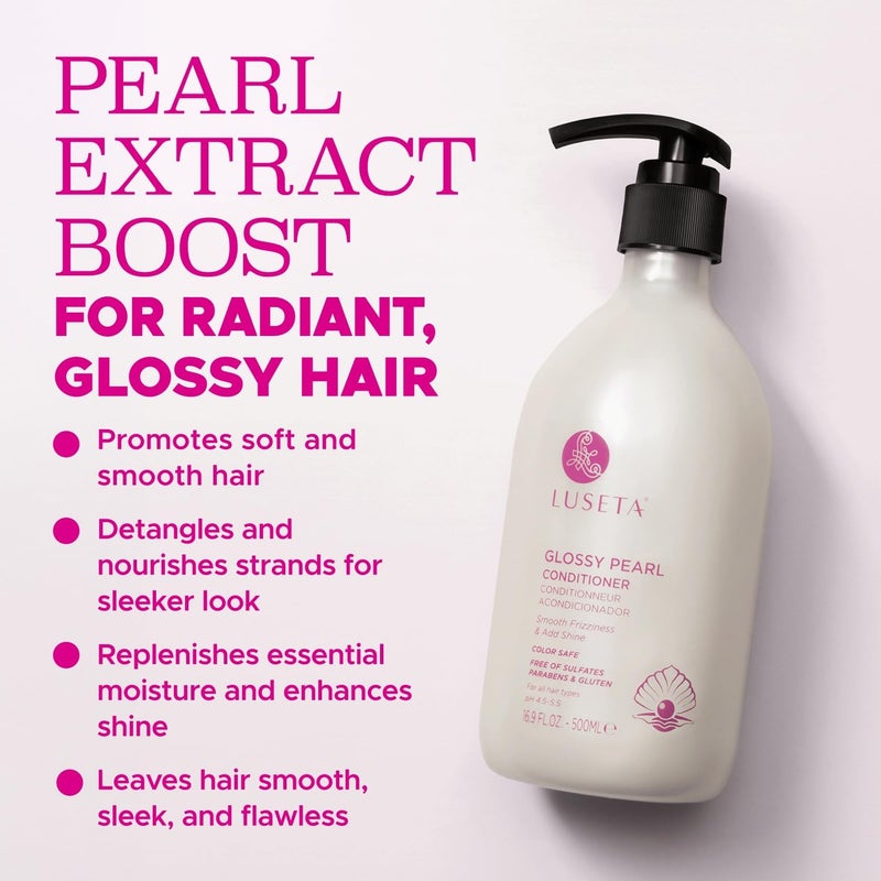 L LUSETA Luseta Glossy Pearl Conditioner for Smoothing and Nourishing Frizzy, Deep Moisturizing Conditioner with Pearl Extract, Awakening shine for Dull hair 16.9 fl.oz. - Image 5