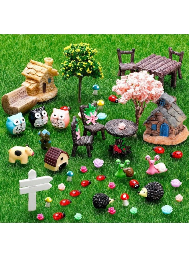 Skylety 64 Pieces Miniature Garden Accessories Mini Animals Miniature Ornament Kit Animal Figurines Animals Miniature Micro Landscape Accessories for Dollhouse Decoration Plant House Decor - Image 1