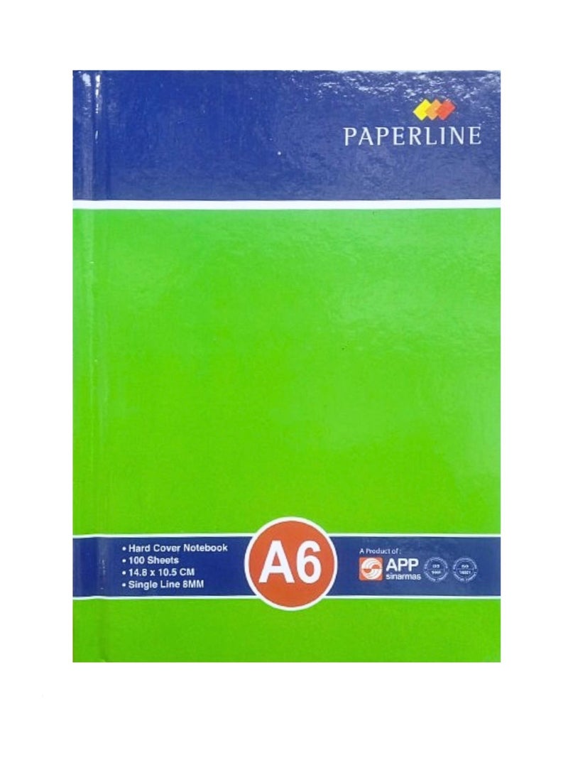 paperline Hard Cover Notebook 100 Sheets 14.8x10.5cm Single Line 8mm (color may vary) - Image 2