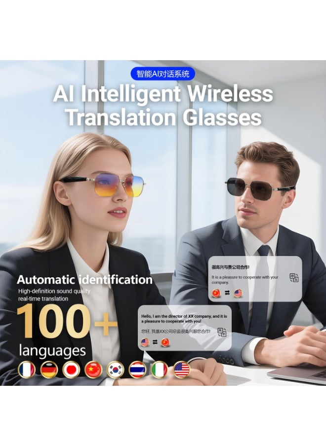 Generic Ai Translation Bluetooth Glasses Multi-Language Real-Time Translation Glasses Listen To Music And Make Calls Smart Uv-Proof Sunglasses  - Image 5