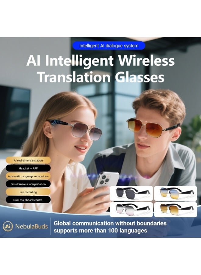 Generic Ai Translation Bluetooth Glasses Multi-Language Real-Time Translation Glasses Listen To Music And Make Calls Smart Uv-Proof Sunglasses  - Image 3