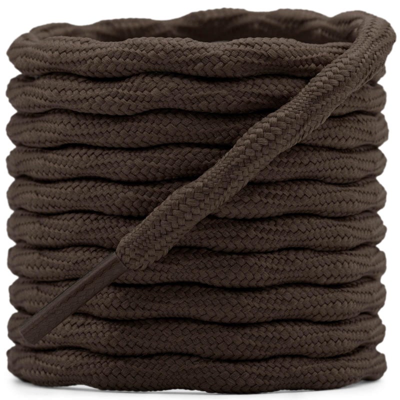 DELELE 2 Pair Round Wave Shape Non Slip Heavy Duty and Durable Outdoor Climbing Shoelaces Dark Brown Hiking Shoe Laces Shoestrings-55 inch - Image 1