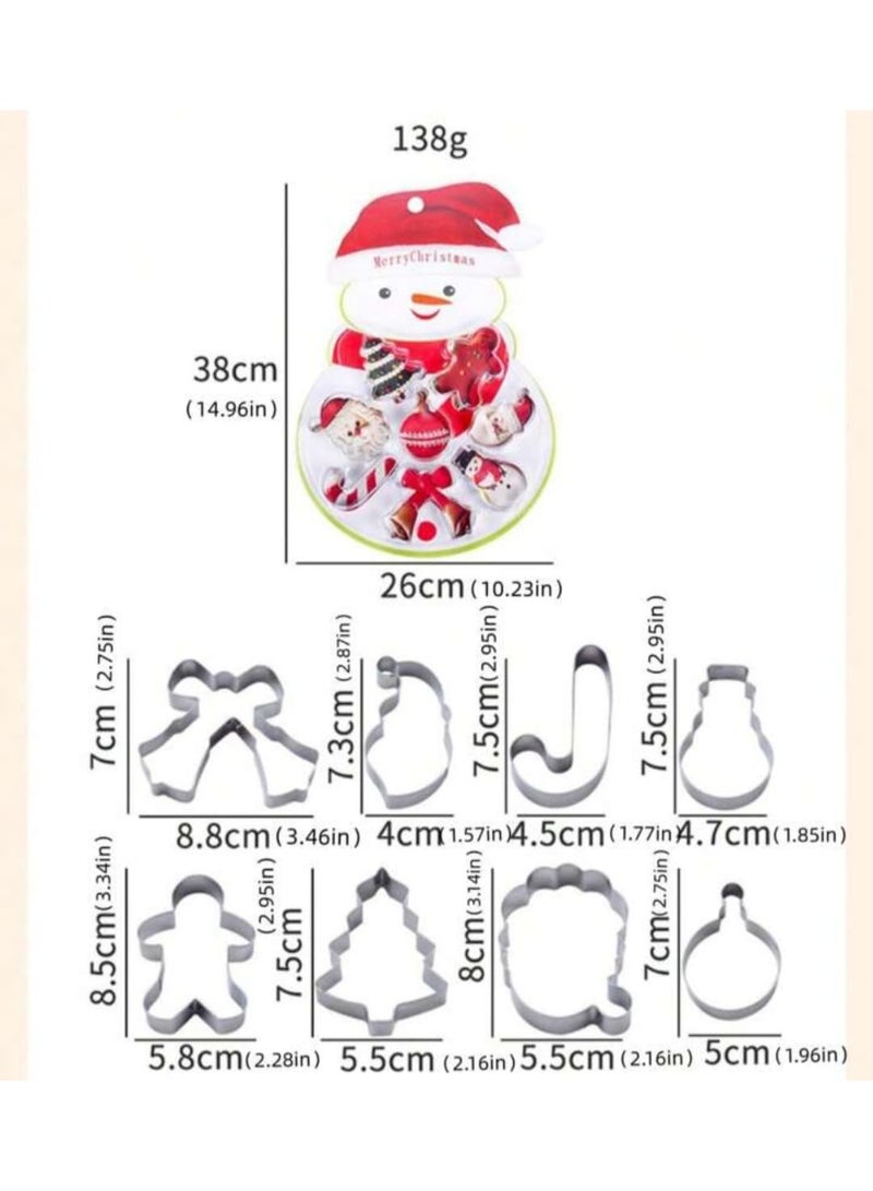 Skytail 8 قطع من قوالب كعك عيد الميلاد الكبيرة، قوالب كعك العيد بحجم 3 بوصات، رجال الزنجبيل، شجرة عيد الميلاد، عصا الحلوى، سانتا، رجل الثلج، أجراس عيد الميلاد لقطع الخبز - Image 2