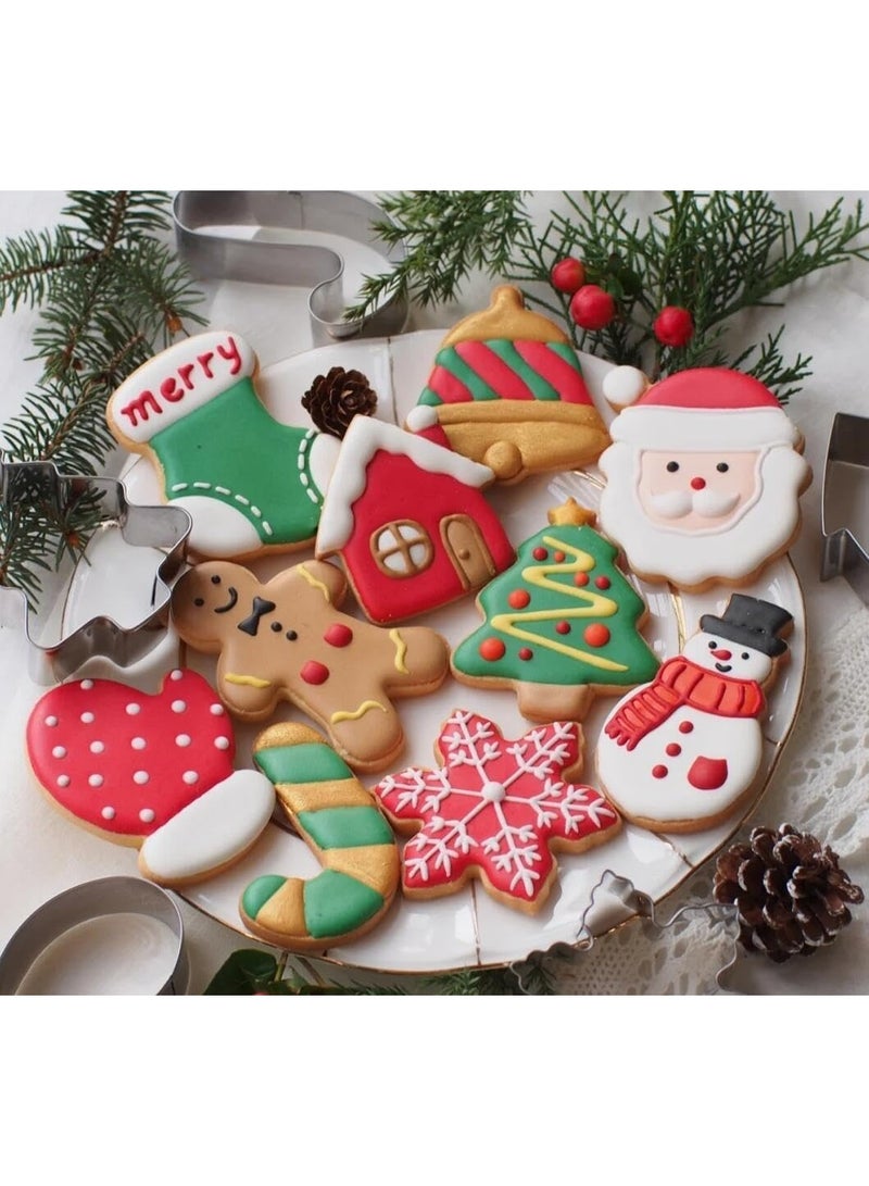 Skytail 8 قطع من قوالب كعك عيد الميلاد الكبيرة، قوالب كعك العيد بحجم 3 بوصات، رجال الزنجبيل، شجرة عيد الميلاد، عصا الحلوى، سانتا، رجل الثلج، أجراس عيد الميلاد لقطع الخبز - Image 4