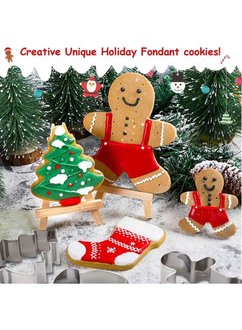 Skytail 8 قطع من قوالب كعك عيد الميلاد الكبيرة، قوالب كعك العيد بحجم 3 بوصات، رجال الزنجبيل، شجرة عيد الميلاد، عصا الحلوى، سانتا، رجل الثلج، أجراس عيد الميلاد لقطع الخبز - Image 5