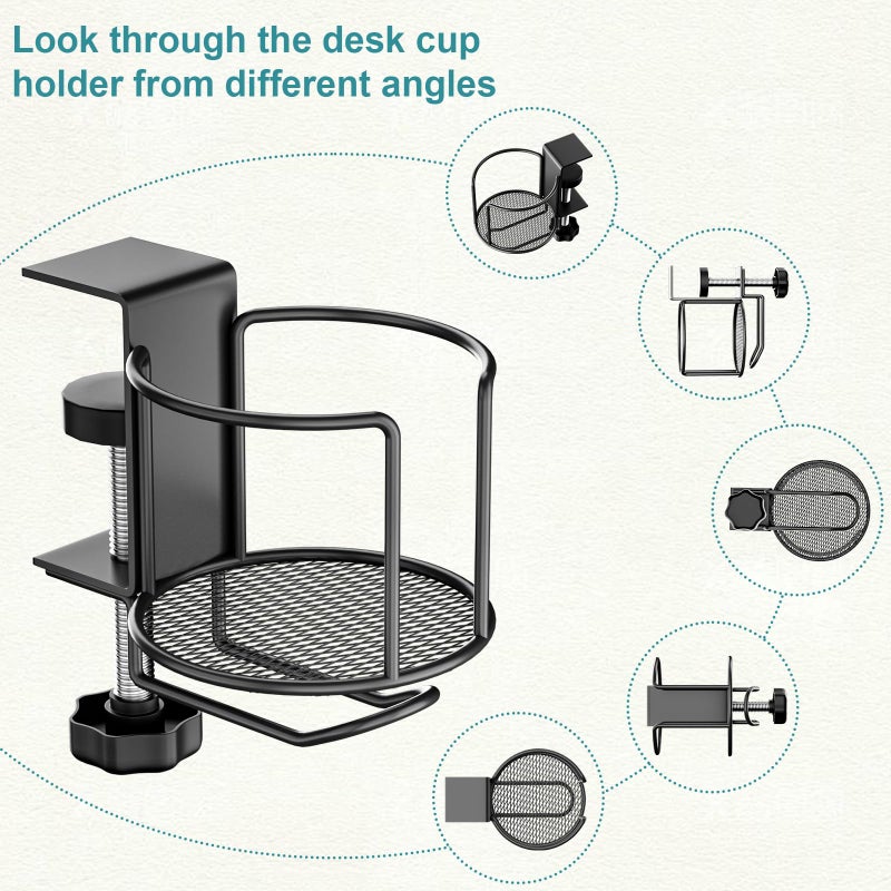ZMHH 2-in-1 Desk Cup Holder,Anti-Spill Table Water Bottle Holder,Clamp On Table Stainless Steel Drinking Holder,Compatible with Universal Cups/Bottles/Mugs/Cans/Tumblers/Thermoses/Glass,1 Pack - Image 5