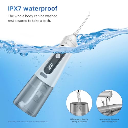R REVA Professional Water Dental Flosser for Teeth & Braces - 9 Modes Cordless Oral Irrigator, 350ML Large Reservoir, 360° Nozzle, IPX7 Waterproof, Rechargeable, Dental Floss Tool (M131 - White) - Image 3