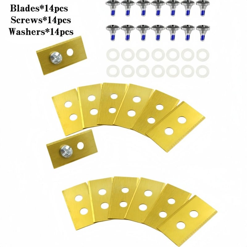 14 Blades Screws Washers Silvery Heavy Duty Lawn Mower Replacement Blades Universal for Robot Mower - Image 2