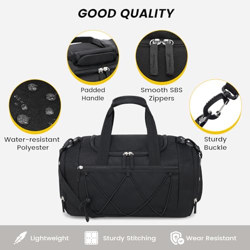 Vorspack Gym Bag for Men - 18 Inches Small Duffle Bag for Travel Lightweight Duffel Bag with Shoe Compartment Personal Item Travel Bag Weekender Bag for Travel Sports Gym - Black - Image 5