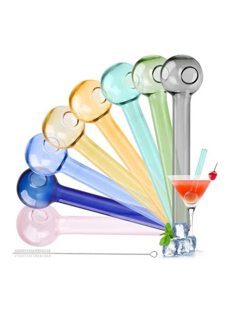 Monda 8 Pcs Reusable Glass Straws Set, 4" Shatterproof Drinking Straws with Cleaning Brush, BPA-Free, Dishwasher Safe, Perfect for Smoothies, Coffee, Juice, Hot/Cold Drinks - Image 1