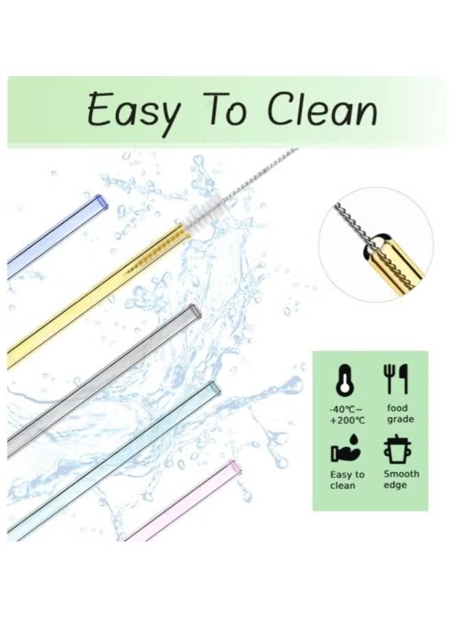 Monda 8 Pcs Reusable Glass Straws Set, 4" Shatterproof Drinking Straws with Cleaning Brush, BPA-Free, Dishwasher Safe, Perfect for Smoothies, Coffee, Juice, Hot/Cold Drinks - Image 4