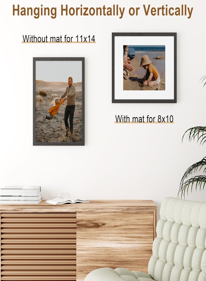 Vittanly 11x14 Picture Frame, Solid Wood Frame with Plexiglass, Includes 8x10 Mat, Wall Hanging or Tabletop for Photos, Home Decor, Black, 1 Pack - Image 4