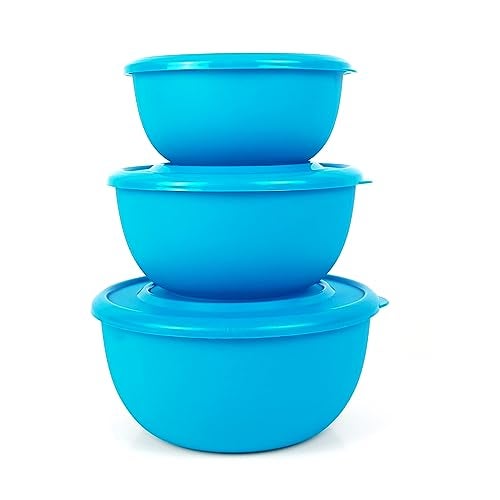 Zaib Stainless Steel Microwave Safe Euro Mixing Bowl Set with Lid | Pack of 3- Capacity (500ml, 800ml, 1250ml) | Snap-Fit Lid (Classic Ivory Star) (Classic Ivory) - Image 2