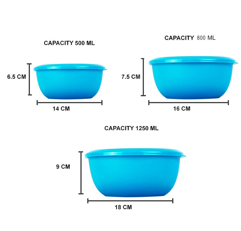 Zaib Stainless Steel Microwave Safe Euro Mixing Bowl Set with Lid | Pack of 3- Capacity (500ml, 800ml, 1250ml) | Snap-Fit Lid (Classic Ivory Star) (Classic Ivory) - Image 4