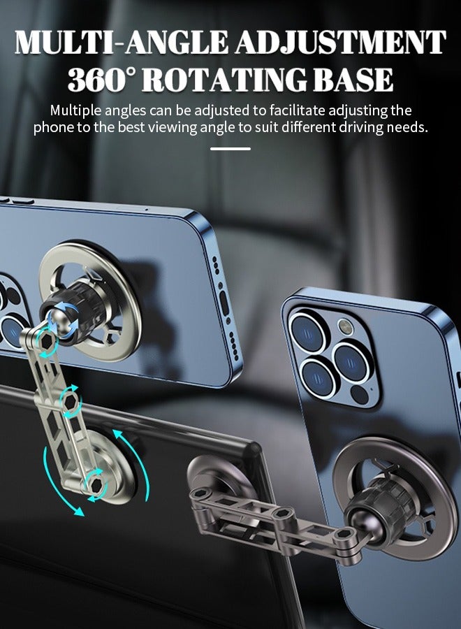 Car Mount Magnetic Phone Holder 1080° Rotation Adjustment, Car Phone Mount Built In 17 N52 Neodymium Magnets for i Phone 15/14/13/12/All Smartphones - Image 1
